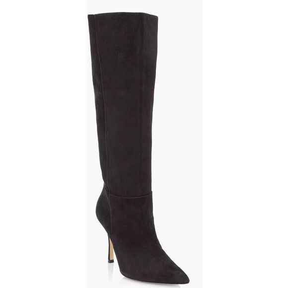 Larroude Shoes - Larroude Knee High Boots Black Suede Size 10 Pointed Toe High Heel Leather Sole